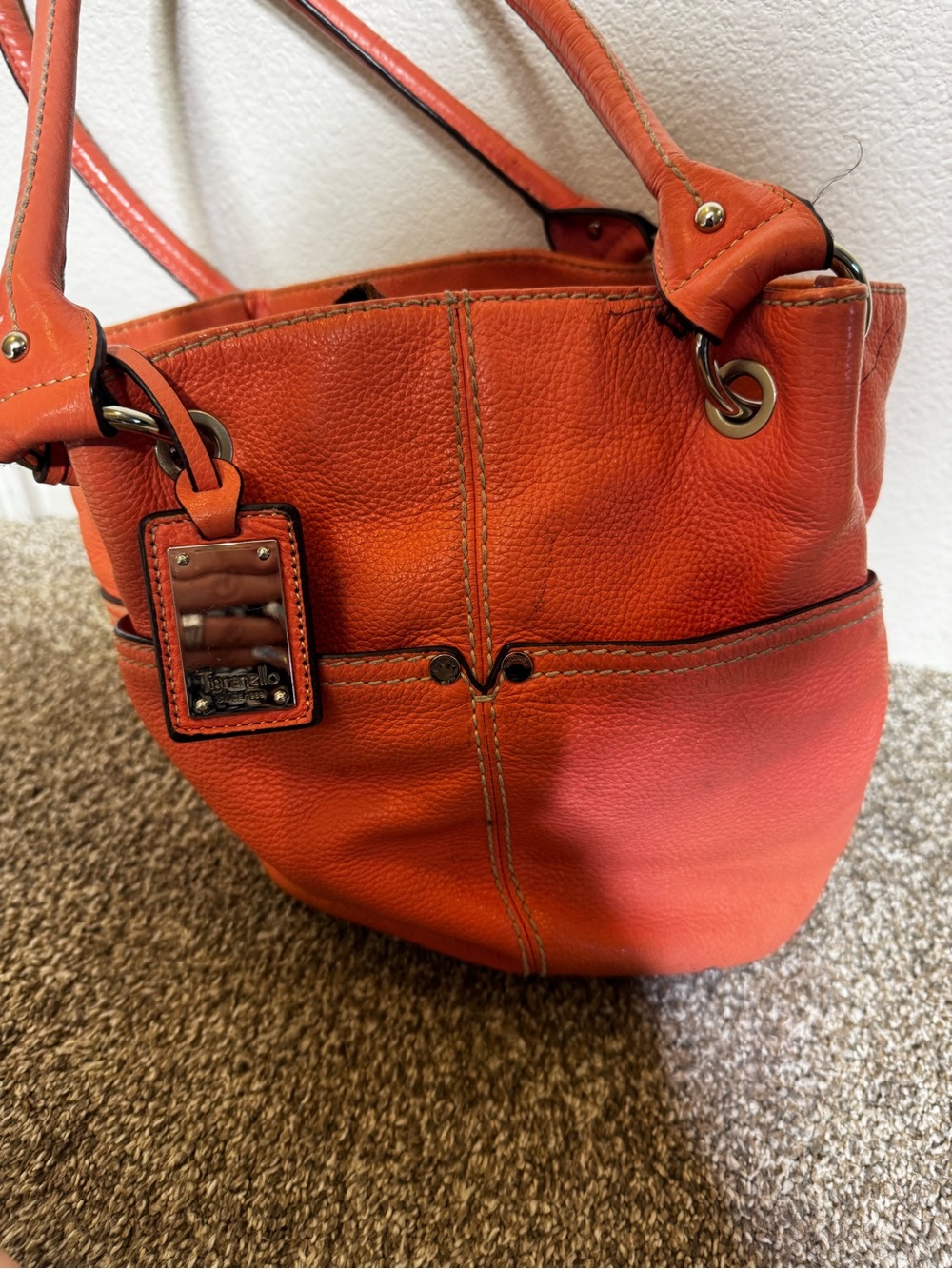 Women's Leather Tote Bag in Orange